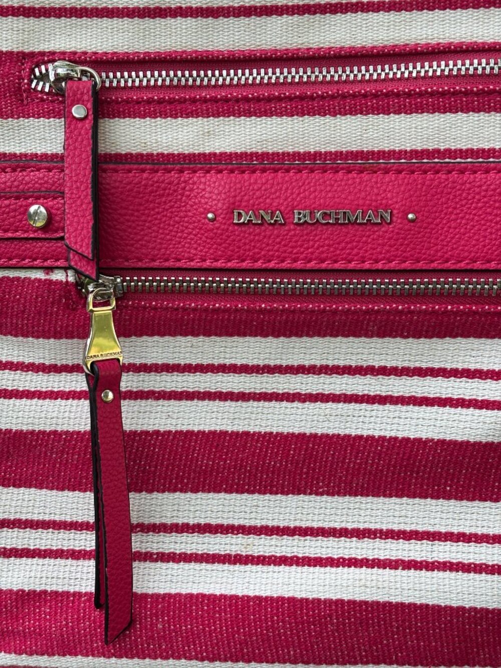 Dana Buchman Red Stripe Canvas Crossbody Bag | Like New - Picture 2 of 3